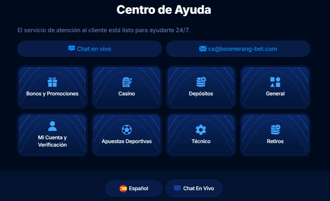 Boomerang Bet Casino en el Móvil