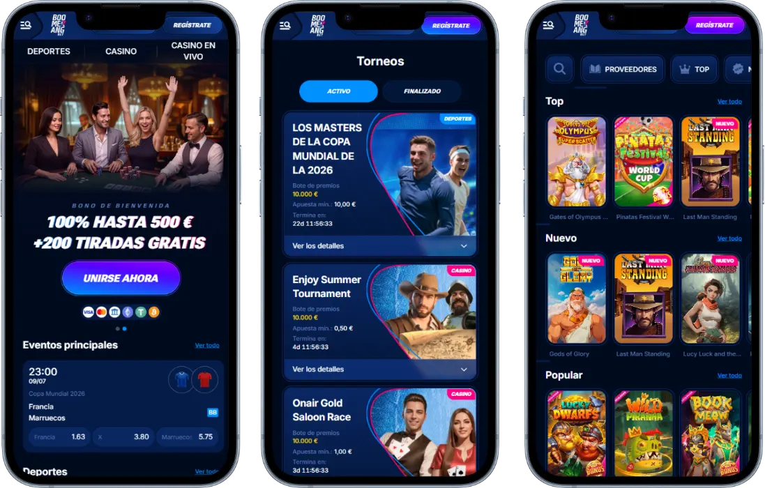 Boomerang Bet Casino en el Móvil